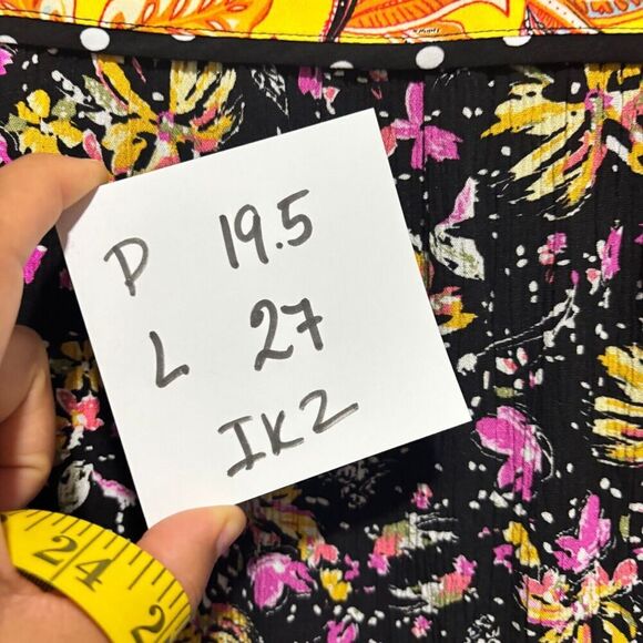 Calessa Womens Small Blouse Tunic Top Polka Dot Floral Mixed Print Long Sleeve - Picture 6 of 6